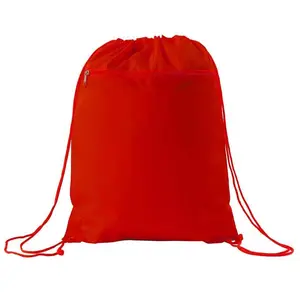 Mochila con cordón Bolsillo con cremallera Deporte Gimnasio Impermeable Cinch Sack Pack Bag