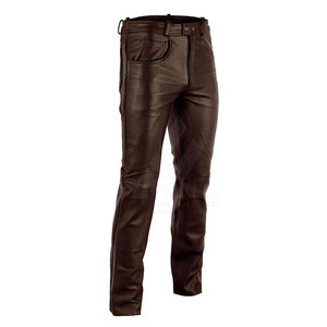 Ventes chaudes Pantalons en cuir foncé légers à taille mi-haute avec braguette boutonnée pour hommes Service OEM Vente en gros Fabriqué au Pakistan - Product Image 2