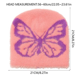 Bonnet de ski chaud d'hiver en mohair tricoté avec un design jacquard papillon Logo personnalisé Bonnet coloré pour hommes femmes Vente en gros - Product Image 6