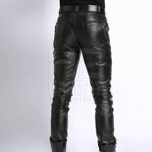 Vente flash - Pantalons en cuir pour homme, cuir véritable doux, matière confortable et durable, style classique - Product Image 3