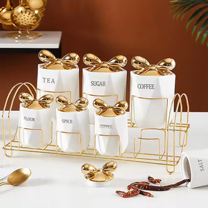 <span class=keywords><strong>Set</strong></span> di Barattoli in Ceramica Sigillati per Utensili da Cucina e Condimenti, Stile Nordico Personalizzato BIYOU - Product Image 1