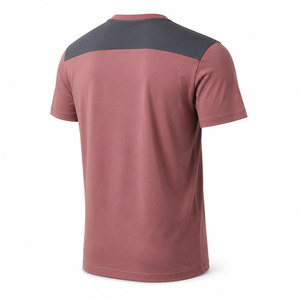 Camiseta Personalizada Color Rosa Empolvado con Paneles en los Hombros Color Carbón, Ropa Casual de Algodón para Hombre, Venta al Por Mayor - Product Image 3