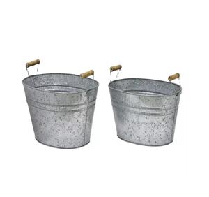Lot de trois jardinières en métal galvanisé pour pots de fleurs pour la décoration de la maison et du jardin de la pépinière Style déco - Product Image 4