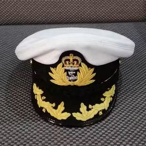 ZIWA INTERNATIONAL. Casquette blanche à visière avec broderie en bullion motif feuille de chêne à 2 rangs, symbole d'ancrage, insigne de casquette, chapeau de capitaine de yacht/bateau OEM - Product Image 1