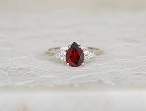 Anillo de Plata de Ley 925 con Circonita de 6x8 mm, Diseño Bohemio de Moda, Hecho a Mano, para Bodas y Fiestas, Corte de Pera, Piedra de Nacimiento de Enero - Product Image 3