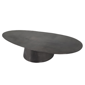 Mesa de centro moderna de aluminio con acabado Gris plomo, mesa de centro de baja altura superior Ovalada para sala de estar y dormitorio - Product Image 2