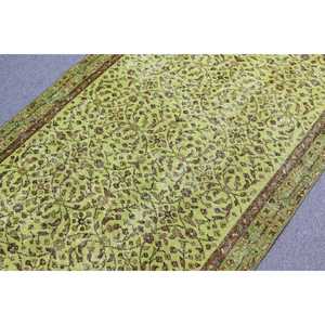 Alfombra Turca Vintage de 3.5x6.7 pies, Alfombra de Lana Verde Marrón con Diseño de Camuflaje - Product Image 5