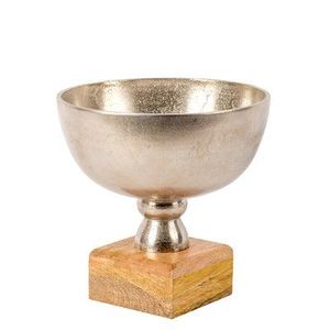 Cuenco de lujo artesanal con tallo dorado, de metal martillado, para servir frutas y ensaladas, plato decorativo con pedestal estilo calice para catering - Product Image 4