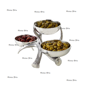 Ensemble de 2 bols à nourriture de couleur argent et or, design feuille, taille et forme personnalisées, bol à servir pour fruits secs à bas prix - Product Image 6