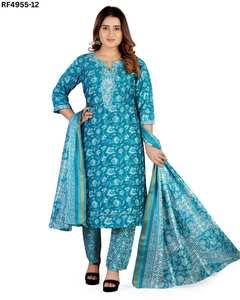 Elegante conjunto de traje Kurti bordado con Dupatta estampado y parte inferior coordinada para el estilo diario Kurti Sets - Product Image 2