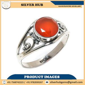 Anillo de joyería de plata de ley sólida 925 hecho a mano con piedras preciosas de ágata de encaje azul a la venta ODM OEM proveedor mayorista joyería - Product Image 4