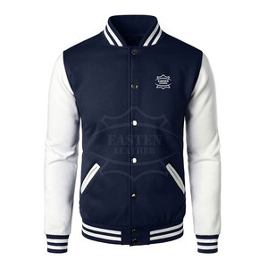 Veste de sport d'hiver pour homme de haute qualité, à séchage rapide, avec design personnalisé, col montant et logo frontal, en tissu coton/laine - Product Image 1