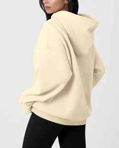 Prix d'usine, sweat-shirts d'hiver surdimensionnés pour femmes, en tricot 100% coton, avec badge imprimé, broderie, écologiques, coupe-vent - Product Image 1