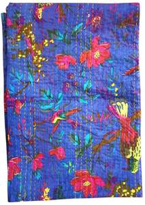 Recién llegado, edredones de trabajo Kantha de algodón hechos a mano, bloque de costura a mano, colcha Floral impresa, edredón bohemio Vintage indio - Product Image 2