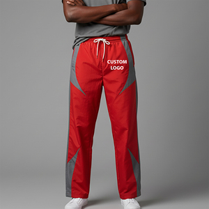 Pantalones Deportivos de Nailon para Hombre, con Paneles Laterales en Bloques de Color, Ligeros, Holgados, de Pierna Ancha, con Serigrafía, Lavados - Product Image 4