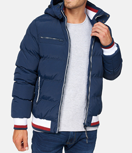 Veste bomber décontractée de style urbain, manteau chaud d'hiver, fermeture éclair, logo sur le devant, veste matelassée en toile, vente en gros - Product Image 5