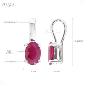 Pendentif rubis naturel de Birmanie 14k or massif 6x4mm pendentif en pierres précieuses bijoux faits à la main pour les femmes fournisseur en gros de l'Inde - Product Image 6