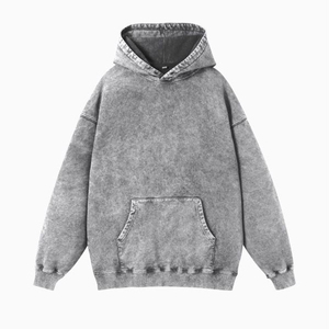 Suéter de gran tamaño para hombre de algodón 100% pesado lavado ácido Vintage sudadera técnica bordada Sudadera con capucha de invierno patrón sólido - Product Image 1