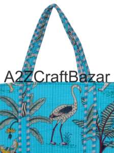 Sac fourre-tout long à rayures larges en coton pur 100% pour femmes indiennes, fait à la main et matelassé, pour le shopping et l'usage quotidien - Product Image 3