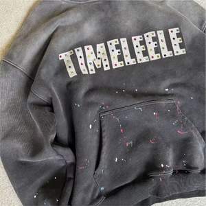 Strass personnalisé Logo Fabricant Streetwear Vintage Surdimensionné Distressed Stone Acid Wash Délavé Sweat à capuche pour hommes - Product Image 4