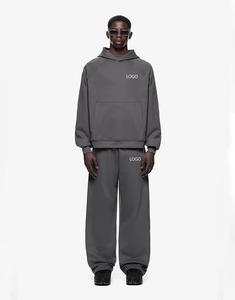 ชุดวอร์มผ้าฝ้ายมีฮู้ดและกางเกงทรงหลวมสำหรับผู้ชายชุดวอร์มผ้าฝ้ายขนแกะไซส์ใหญ่พิเศษกำหนดโลโก้ได้ตาม100% - Product Image 5