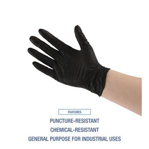 Gants de sécurité jetables Boardwalk 1000/carton 4,4 mil, usage général, sans poudre, en nitrile - Taille moyenne, noir - Product Image 3