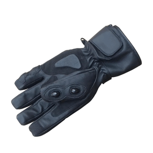 ถุงมือมอเตอร์ไซค์หนังสีดำพร้อมแผ่นรองนิ้วแบบมีเกราะ ป้องกันฝ่ามือ สายรัดข้อมือปรับได้ ถุงมือแบบ Gauntlet Cuff - Product Image 3
