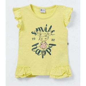 Girls' Summer Casual Printed T-shirts Flying and Short Sleeved Pure Cotton Direct From Indian Manufacturer Knitted <b>Fabric</b> - Product Image 1