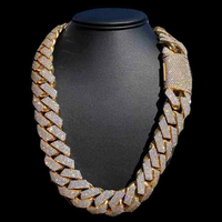 Collar de Cadena Cubana Unisex de Plata 925 al por Mayor, Estilo Hip Hop para Raperos, con Diamantes de Moissanita, Joyería de Oro Amarillo, Regalo