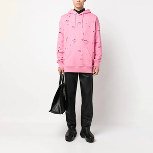 Nouvelle mode hommes à capuche plaine à manches longues imprimé Logo surdimensionné 2024 pull à capuche en détresse - Product Image 5