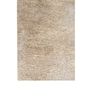 Tapis en laine et soie noués à la main Entropy Ivory AKWS-357, motif abstrait en coton biologique, tapis de salon pour couloir - Product Image 4