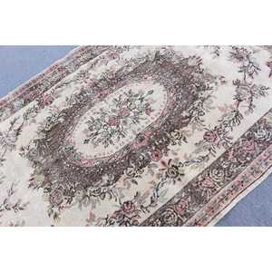 Turkish Large Rug 5.6x9.3 ft, Vintage <b>Brown</b> Polka dot <b>Wool</b> Rug - Product Image 5