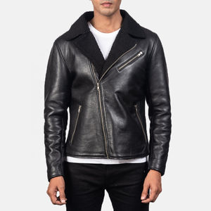 Chaqueta de Cuero Personalizada 2026 para Motociclistas en Negro, Chaqueta de Cuero de Oveja Personalizada para Hombre, Chaqueta de Cuero Acolchada - Product Image 1