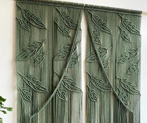 Grand rideau de porte, tenture murale feuille de macramé - Product Image 1