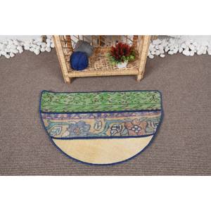 Alfombra Floral de lana Vintage de 2,5x1,5 pies, diseño de retales verde y azul para sala de estar, respaldo de látex con forma Rectangular de pared a pared - Product Image 1