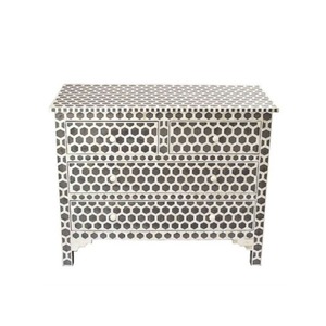 Customized Modern Three-Layer Wood Stainless Steel Bone Inlay Sideboard Luxury Home Furniture Floral Geometric Patterns for Best - Product Image 1