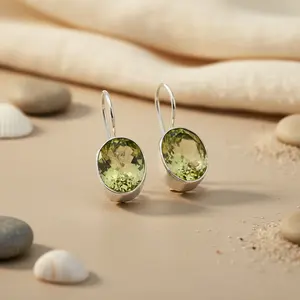 Pendientes de Plata 925 con Peridoto para Mujer, Chapados en Oro Rosa y Platino, Ideales para Bodas y Fiestas, con Piedras Preciosas, Regalo Perfecto - Product Image 1