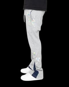 Offre Spéciale Pantalons de survêtement évasés en coton pour hommes Logo imprimé personnalisé Streetwear Joggers avec taille élastique Skinny Patchwork Design - Product Image 5