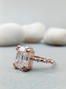 D'VINS JEWELS Trendy Emerald Cut Engagement Ring VVS Lab Grown Diamond 925 Sterling Silver Gold Gift Parties - Product Image 3