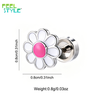 Anting-anting tusuk bunga daisy enamel putih mini lucu grosir untuk anak perempuan kecil