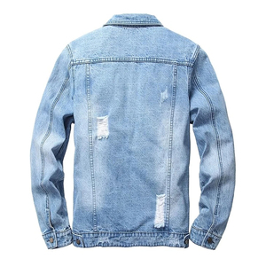 Fashion Style Casual Distressed Breathable Quick Dry Streetwear Jean <b>Jacket</b> for <b>Men</b> Ripped Sports <b>Trucker</b> - Product Image 2