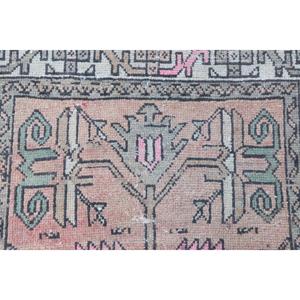 Tapis turc 1,7x2,7 pieds rose ombré en laine écologique, patchwork, avec support en latex, tapis traditionnel pour la maison - Product Image 5