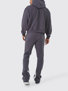 Conjunto Deportivo de 2 Piezas para Hombre, Corte Holgado, Color Liso, Estilo Informal, Sudadera con Capucha y Hombros Caídos, Pantalones Deportivos, 220g - Product Image 4