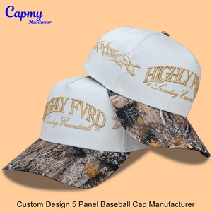 Tùy Chỉnh Biểu Tượng Bông 3D Thêu Nâu Đen Trung Vương Miện Thể Thao Bóng Chày Hat Thiết Kế Mũ Cho Người Đàn Ông 5 Bảng Điều Chỉnh Một Khung Mũ Bóng Chày - Product Image 3