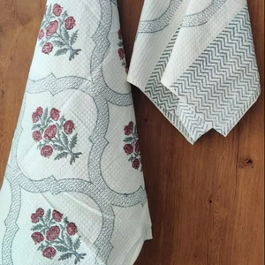 Haute qualité belle main bloc imprimé coton gaufré serviette Hite bloc imprimé tissé flammé coton jeter - Product Image 1