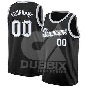 Maillot de basket-ball unisexe noir à séchage rapide, vêtements de sport pour l'été, personnalisable avec le nom de l'équipe, respirant, tailles XS XXS - Product Image 1