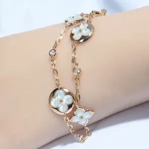 <b>Trendy</b> Natural Shell Four Leaf Clover <b>Bracelet</b> S925 Silver 18K Gold Plated Instags Style Fashion Chain For Women - Product Image 5