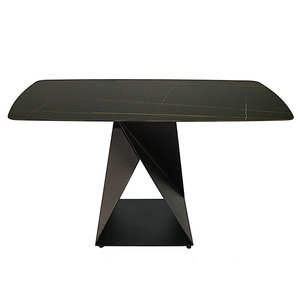 Rectangular 140x80cm <b>Dining</b> <b>Table</b> High Quality Stone Top Iron Legs Minimalist Style Walnut <b>Wood</b> Assembled <b>Extendable</b>-BA68038 - Product Image 2