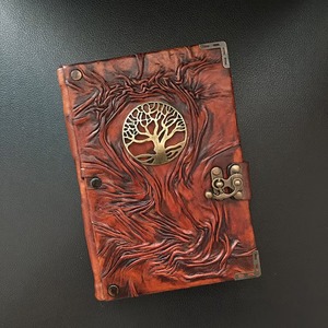 Personalized Handmade Leather Journal Tree Life Design Notebook Mindfulness Sketchbook for <b>Travel</b> Unlined Unisex <b>Diary</b> Gift - Product Image 1