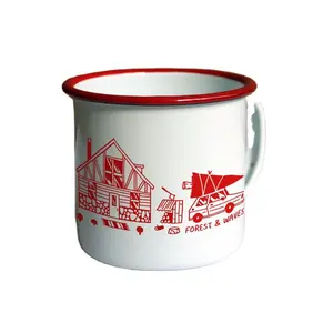 Custom Logo White Sublimation Enamel Steel Mugs Vintage Camping Cups Supplier